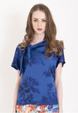 Athena Blouse With Bow/ Knot Neck And Chinoiserie Print