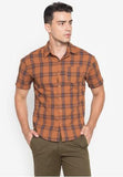 Short Sleeves Checkered Button Down Shirt
