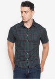 Short Sleeves Checkered Button Down Shirt